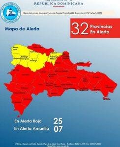 Colocan a 25 provincias bajo alerta roja por tormenta tropical franklin